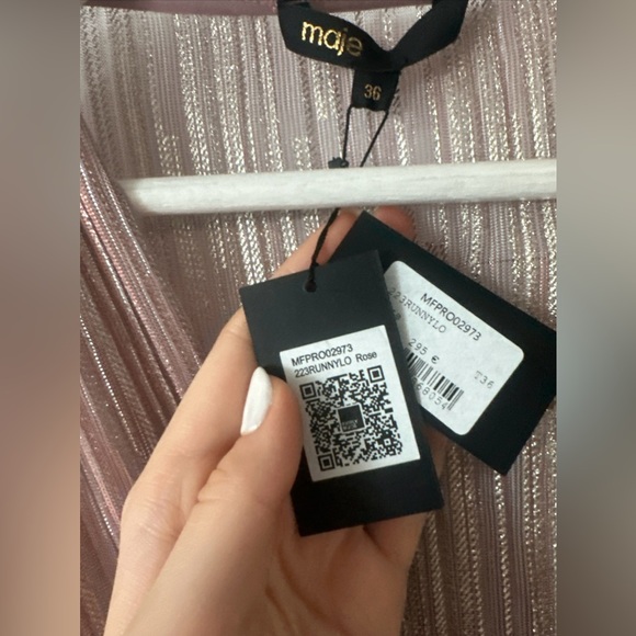 Maje Pink Pleated metallic fibre dress - Picture 6 of 9